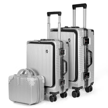 Cargar imagen en el visor de la galería, Juego de 3 Piezas de Maletas Multifunción con USB de Cabina, Grande y Neceser de Policarbonato y ABS-Gris Claro