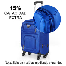 Cargar imagen en el visor de la galería, Juego de Maletas 3pcs Cabina, Mediana y Grande de Tela, Maleta Expandible- Azul