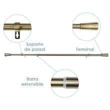 Cargar imagen en el visor de la galería, Barra De Cortinas Universal Extensible Acero Taza. Dorado