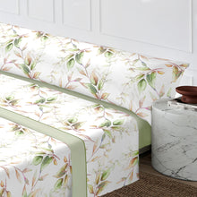 Cargar imagen en el visor de la galería, Juego Sábanas de Verano y Entretiempo 50% Algodón y 50% poliéster- Hojas Verde