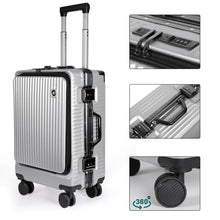 Cargar imagen en el visor de la galería, Juego de 3 Piezas de Maletas Multifunción con USB de Cabina, Grande y Neceser de Policarbonato y ABS-Gris Claro