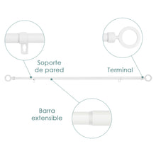 Cargar imagen en el visor de la galería, Barra De Cortinas Universal Extensible Metal Aro. Blanco