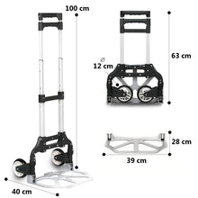 Cargar imagen en el visor de la galería, Carretilla Plegable de Aluminio+Cuerda, Soporta hasta 70KG- Negro