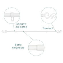 Cargar imagen en el visor de la galería, Barra De Cortinas Universal Extensible Metal Forma S- Blanco