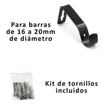 Cargar imagen en el visor de la galería, Soportes de Barra de Cortina para Barra de Ø 16-20mm- Metal Negro