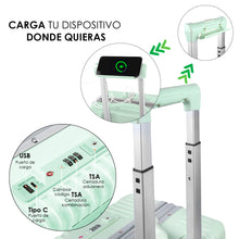 Cargar imagen en el visor de la galería, Maleta de Cabina con Neceser de Policarbonato y ABS con USB- Verde