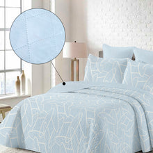 Cargar imagen en el visor de la galería, Colcha Bouti Estampada para Verano y Entretiempo. Incluye Funda de cojín- Rayas Azul