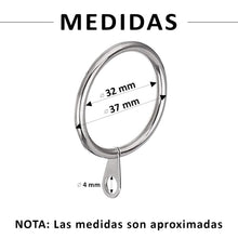 Cargar imagen en el visor de la galería, Anillas de Cortina de Metal de 32mm Diámetro Interno- Plata