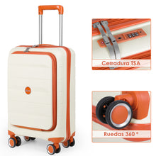 Cargar imagen en el visor de la galería, Maleta de Cabina 55x22x36cm de Polipropileno con Cerradura TSA - Hueso