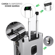 Cargar imagen en el visor de la galería, Juego de 3 Piezas de Maletas Multifunción con USB de Cabina, Grande y Neceser de Policarbonato y ABS-Gris Claro