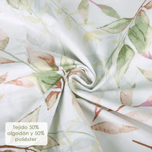 Cargar imagen en el visor de la galería, Juego Sábanas de Verano y Entretiempo 50% Algodón y 50% poliéster- Hojas Verde