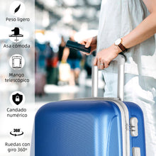 Cargar imagen en el visor de la galería, Juego de 3 Maletas de Viaje Cabina, Mediana y Grande de ABS - Azul