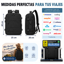 Cargar imagen en el visor de la galería, Mochila de Viaje 40x20x25cm Equipaje de Mano con Puerto USB- Negro