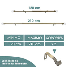 Cargar imagen en el visor de la galería, Barra De Cortinas Universal Extensible Acero Bola Cristal. Dorado