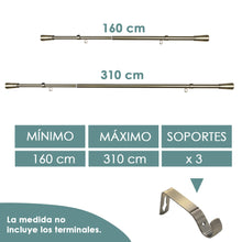 Cargar imagen en el visor de la galería, Barra De Cortinas Universal Extensible Acero Taza. Dorado