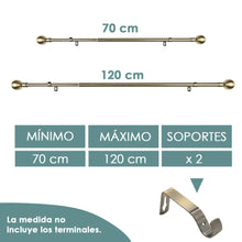 Cargar imagen en el visor de la galería, Barra De Cortinas Universal Extensible Acero Bola. Dorado