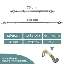 Cargar imagen en el visor de la galería, Barra De Cortinas Universal Extensible Acero Trenza. Dorado
