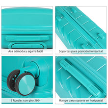 Cargar imagen en el visor de la galería, Maleta de Viaje de Cabina de Polipropileno, Resistente y Ruedas 360º- Aguamarina