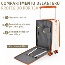 Cargar imagen en el visor de la galería, Maleta de Cabina 54x24x35cm de Polipropileno, Abertura Superior y Cerradura TSA - Hueso