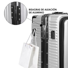 Cargar imagen en el visor de la galería, Juego de 3 Piezas de Maletas Multifunción con USB de Cabina, Grande y Neceser de Policarbonato y ABS-Gris Claro