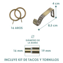 Cargar imagen en el visor de la galería, Barra De Cortinas Universal Extensible Acero Trenza. Dorado