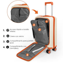 Cargar imagen en el visor de la galería, Maleta de Cabina 55x22x36cm de Polipropileno con Cerradura TSA - Hueso