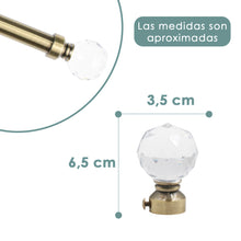 Cargar imagen en el visor de la galería, Barra De Cortinas Universal Extensible Acero Bola Cristal. Dorado