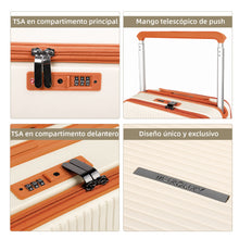 Cargar imagen en el visor de la galería, Maleta de Cabina 54x24x35cm de Polipropileno, Abertura Superior y Cerradura TSA - Hueso