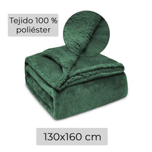 Cargar imagen en el visor de la galería, Manta Borreguito Sherpa 130x160cm Reversible Extra Suave- Verde