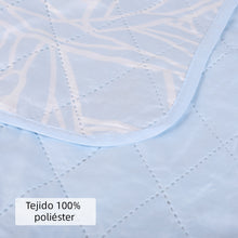 Cargar imagen en el visor de la galería, Colcha Bouti Estampada para Verano y Entretiempo. Incluye Funda de cojín- Rayas Azul