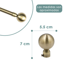 Cargar imagen en el visor de la galería, Barra De Cortinas Universal Extensible Acero Bola. Dorado