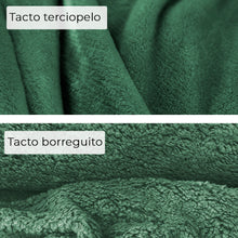 Cargar imagen en el visor de la galería, Manta Borreguito Sherpa 130x160cm Reversible Extra Suave- Verde