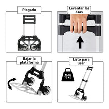 Cargar imagen en el visor de la galería, Carretilla Plegable de Aluminio+Cuerda, Soporta hasta 70KG- Negro