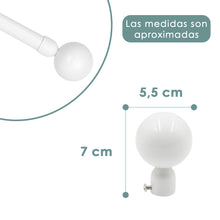 Cargar imagen en el visor de la galería, Barra De Cortinas Universal Extensible Metal Bola. Blanco