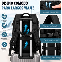 Cargar imagen en el visor de la galería, Mochila de Viaje 40x20x25cm Equipaje de Mano con Puerto USB- Negro