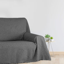 Cargar imagen en el visor de la galería, Colcha Plaid Multiusos, Jarapas para Sofá- Rayas Gris Oscuro