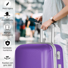 Cargar imagen en el visor de la galería, Juego de 3 Maletas de Viaje Cabina, Mediana y Grande de ABS - Lila
