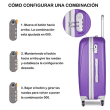 Cargar imagen en el visor de la galería, Juego de 3 Maletas de Viaje Cabina, Mediana y Grande de ABS - Lila