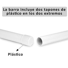 Cargar imagen en el visor de la galería, Barra de Cortina Fija con Soportes y Tapas de Plástico- Blanco