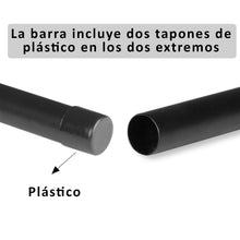 Cargar imagen en el visor de la galería, Barra de Cortina Fija con Soportes y Tapas de Plástico- Negro