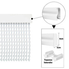 Cargar imagen en el visor de la galería, Cortina para Puerta Tiras - Modelo Espiral - Blanco+Filo Amarillo R4