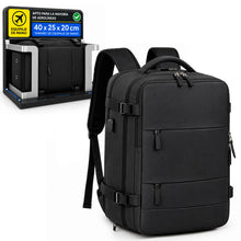 Cargar imagen en el visor de la galería, Mochila de Viaje 40x20x25cm Equipaje de Mano con Puerto USB- Negro