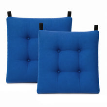 Cargar imagen en el visor de la galería, Cojines para Silla de 40x40x8cm Acolchados con Cintas de Sujeción Antideslizantes-Azul