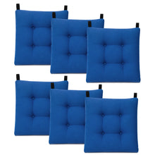 Cargar imagen en el visor de la galería, Cojines para Silla de 40x40x8cm Acolchados con Cintas de Sujeción Antideslizantes-Azul