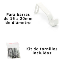 Cargar imagen en el visor de la galería, Soportes de Barra de Cortina para Barra de Ø 16-20mm- Metal Blanco