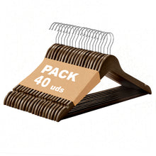 Cargar imagen en el visor de la galería, Perchas de Madera Natural con Barra Antideslizante- Marrón