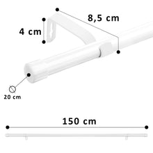 Cargar imagen en el visor de la galería, Barra de Cortina Fija con Soportes y Tapas de Plástico- Blanco