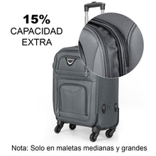 Cargar imagen en el visor de la galería, Juego de Maletas 3pcs Cabina, Mediana y Grande de Tela, Maleta Expandible- Gris