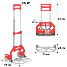 Cargar imagen en el visor de la galería, Carretilla Plegable de Aluminio+Cuerda, Soporta hasta 70KG- Rojo