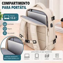 Cargar imagen en el visor de la galería, Mochila de Viaje 40x20x25cm Equipaje de Mano con Puerto USB- Beige
